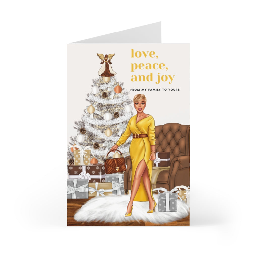 Holiday Greeting Cards: Love, Peace & Joy Holiday - Gold